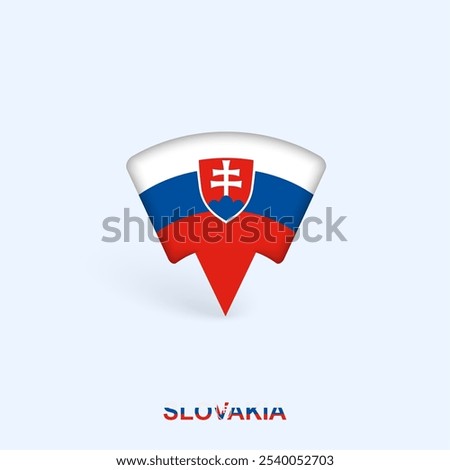 Slovakia Flag Map Pointer Design with Shadow. Vector illustrator.