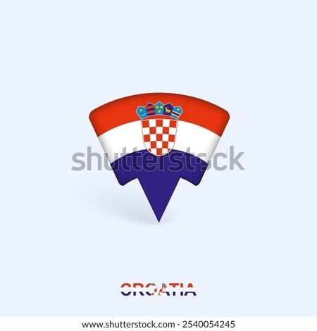 Croatia Flag Map Pointer Design with Shadow. Vector illustrator.