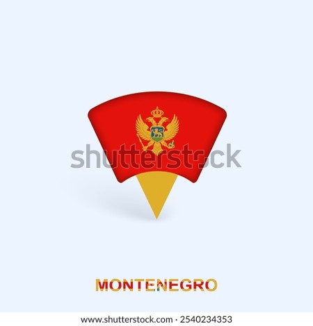 Montenegro Flag Map Pointer Design with Shadow. Vector illustrator.