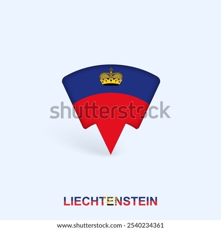 Liechtenstein Flag Map Pointer Design with Shadow. Vector illustrator.