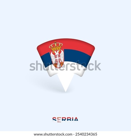 Serbia Flag Map Pointer Design with Shadow. Vector illustrator.