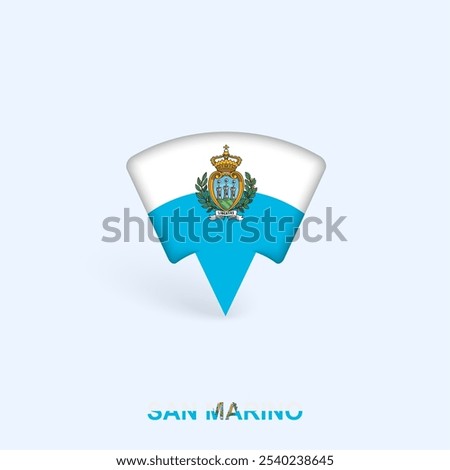 San Marino Flag Map Pointer Design with Shadow. Vector illustrator.