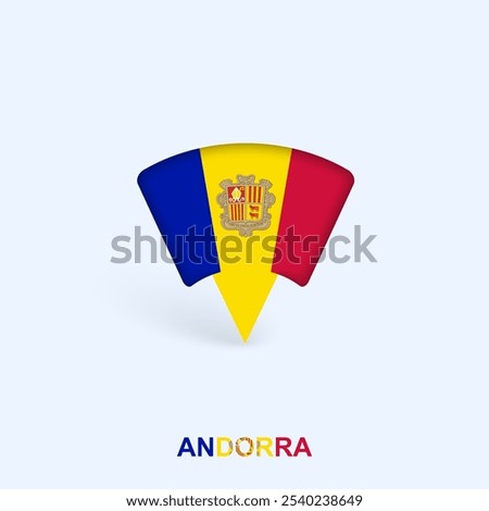 Andorra Flag Map Pointer Design with Shadow. Vector illustrator.