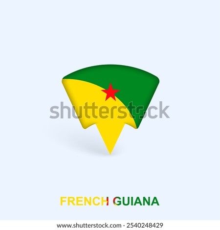 French Guiana Flag Map Pointer Design with Shadow. Vector illustrator.