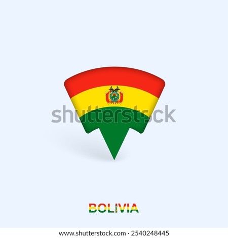 Bolivia Flag Map Pointer Design with Shadow. Vector illustrator.