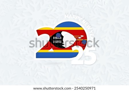 New Year 2025 for Swaziland on snowflake background. Greeting Swaziland with new 2025 year.