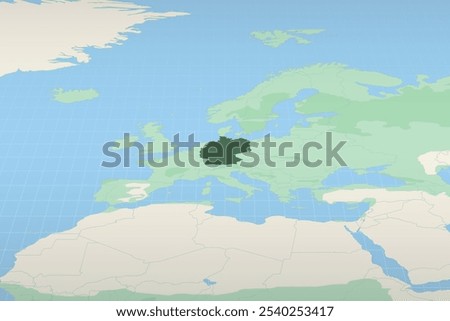 Germany highlighted on a detailed map, geographic location of Germany. Vector Map.