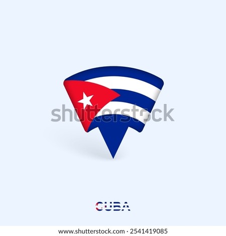 Cuba Flag Map Pointer Design with Shadow. Vector illustrator.