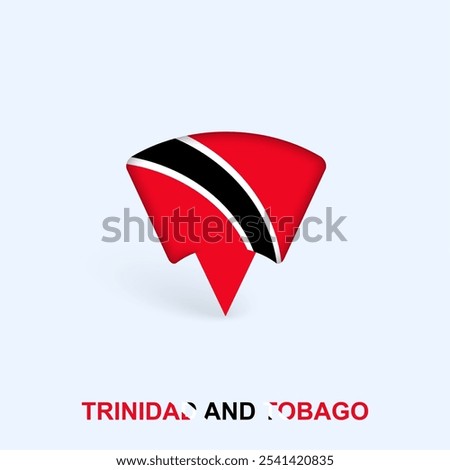 Trinidad and Tobago Flag Map Pointer Design with Shadow. Vector illustrator.