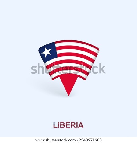 Liberia Flag Map Pointer Design with Shadow. Vector illustrator.