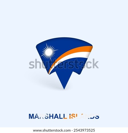 Marshall Islands Flag Map Pointer Design with Shadow. Vector illustrator.