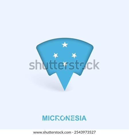 Micronesia Flag Map Pointer Design with Shadow. Vector illustrator.