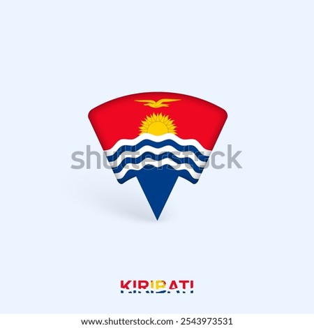 Kiribati Flag Map Pointer Design with Shadow. Vector illustrator.