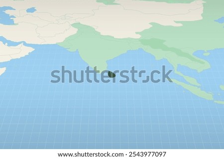 Sri Lanka highlighted on a detailed map, geographic location of Sri Lanka. Vector Map.