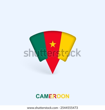 Cameroon Flag Map Pointer Design with Shadow. Vector illustrator.