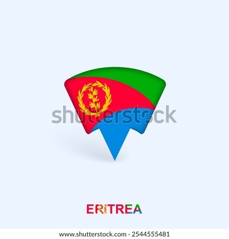 Eritrea Flag Map Pointer Design with Shadow. Vector illustrator.