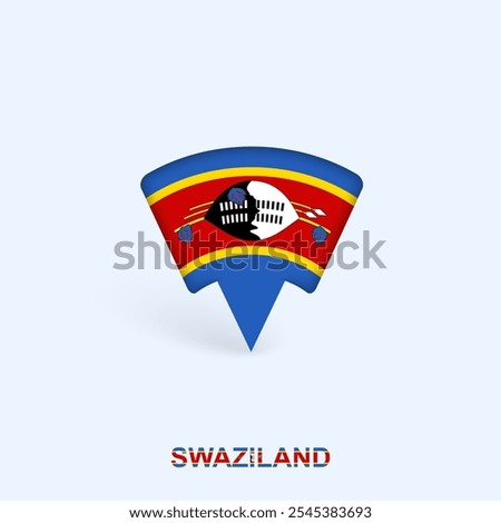 Swaziland Flag Map Pointer Design with Shadow. Vector illustrator.