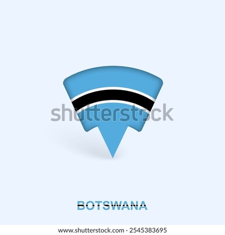 Botswana Flag Map Pointer Design with Shadow. Vector illustrator.