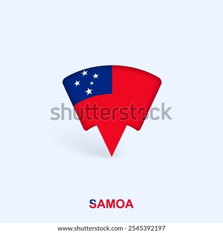 Samoa Flag Map Pointer Design with Shadow. Vector illustrator.