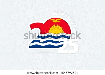 New Year 2025 for Kiribati on snowflake background. Greeting Kiribati with new 2025 year.