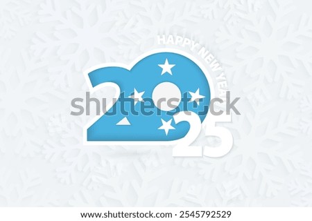 New Year 2025 for Micronesia on snowflake background. Greeting Micronesia with new 2025 year.