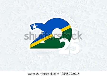 New Year 2025 for Solomon Islands on snowflake background. Greeting Solomon Islands with new 2025 year.