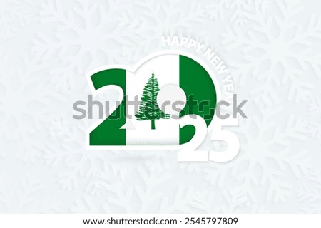 New Year 2025 for Norfolk Island on snowflake background. Greeting Norfolk Island with new 2025 year.