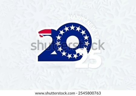 New Year 2025 for Cook Islands on snowflake background. Greeting Cook Islands with new 2025 year.