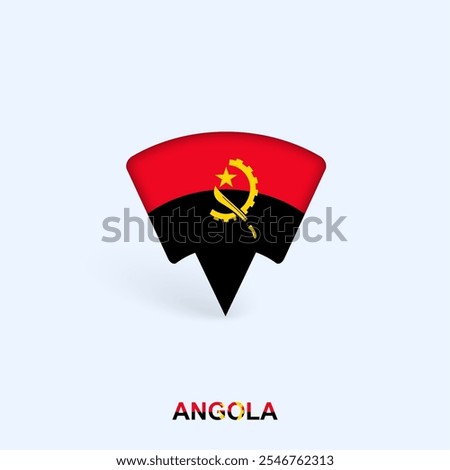 Angola Flag Map Pointer Design with Shadow. Vector illustrator.