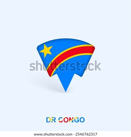 DR Congo Flag Map Pointer Design with Shadow. Vector illustrator.