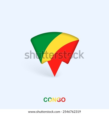 Congo Flag Map Pointer Design with Shadow. Vector illustrator.