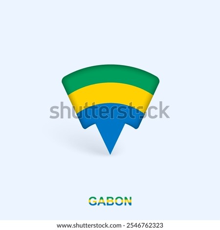 Gabon Flag Map Pointer Design with Shadow. Vector illustrator.