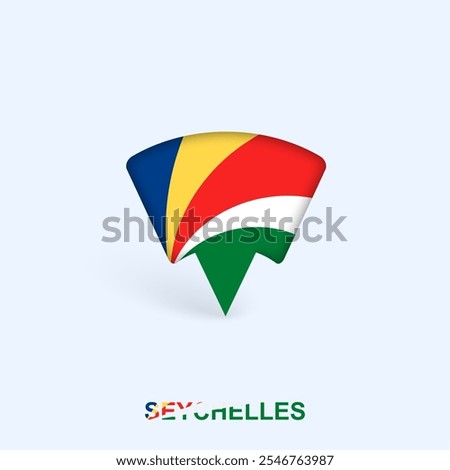 Seychelles Flag Map Pointer Design with Shadow. Vector illustrator.