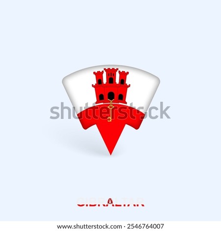 Gibraltar Flag Map Pointer Design with Shadow. Vector illustrator.