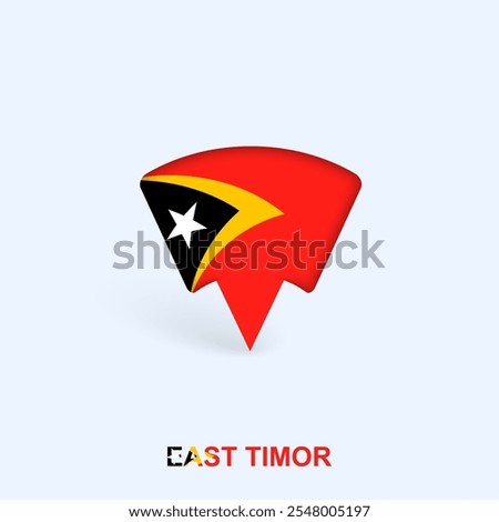 East Timor Flag Map Pointer Design with Shadow. Vector illustrator.