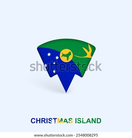 Christmas Island Flag Map Pointer Design with Shadow. Vector illustrator.