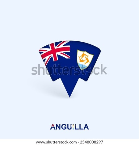 Anguilla Flag Map Pointer Design with Shadow. Vector illustrator.