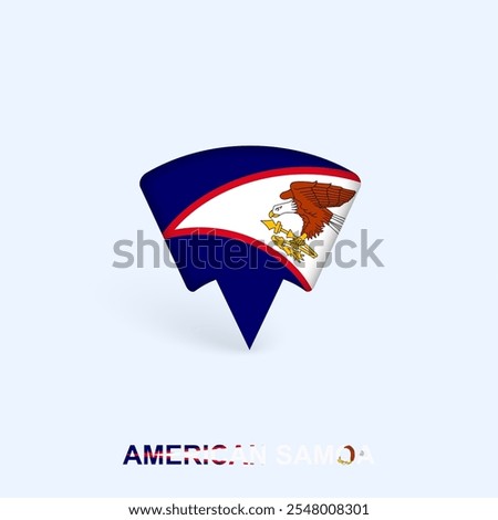 American Samoa Flag Map Pointer Design with Shadow. Vector illustrator.