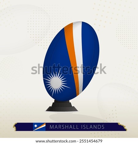 Marshall Islands Rugby Ball on Rugby Kicking Tees with Modern Design. Illustration perfect for sports, national pride, and rugby-related projects.