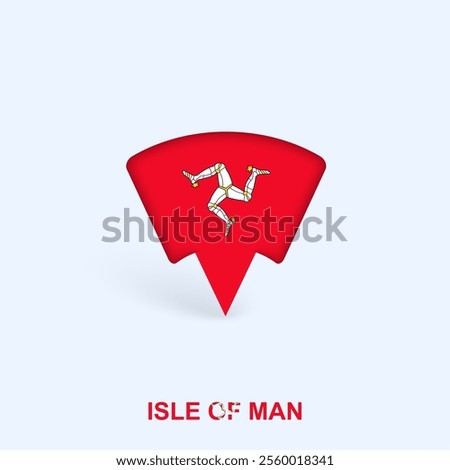 Isle of Man Flag Map Pointer Design with Shadow. Vector illustrator.