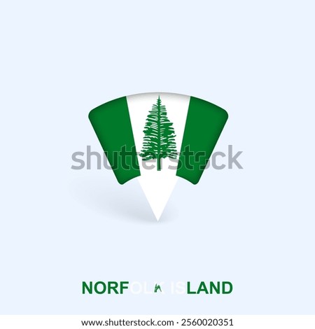 Norfolk Island Flag Map Pointer Design with Shadow. Vector illustrator.