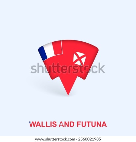 Wallis and Futuna Flag Map Pointer Design with Shadow. Vector illustrator.