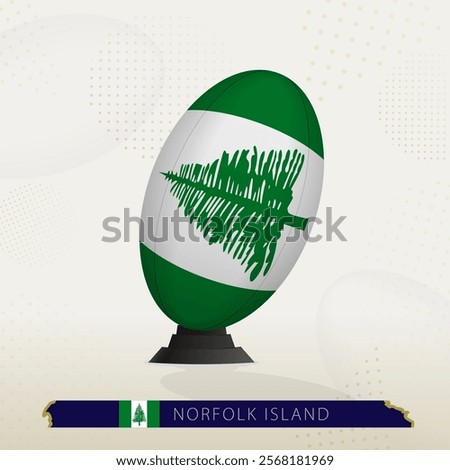 Norfolk Island Rugby Ball on Rugby Kicking Tees with Modern Design. Illustration perfect for sports, national pride, and rugby-related projects.