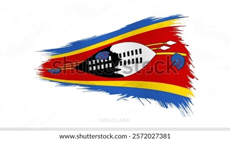 Swaziland National Flag with Textured Brush Strokes. Artistic Brush Stroke Design.