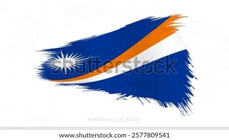 Marshall Islands National Flag with Textured Brush Strokes. Artistic Brush Stroke Design.