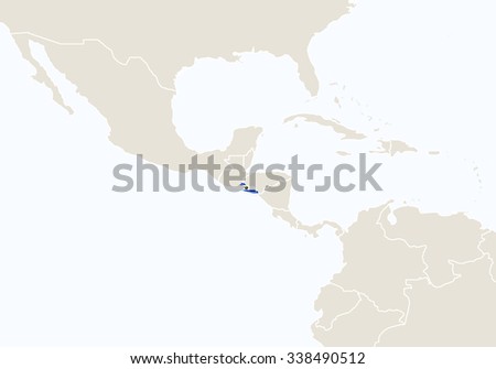 South America with highlighted El Salvador map. Vector Illustration.
