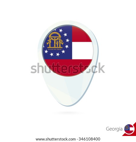 USA State Georgia flag location map pin icon on white background. Vector Illustration.