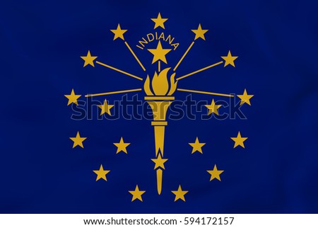 Indiana waving flag. Indiana state flag background texture.Vector illustration.