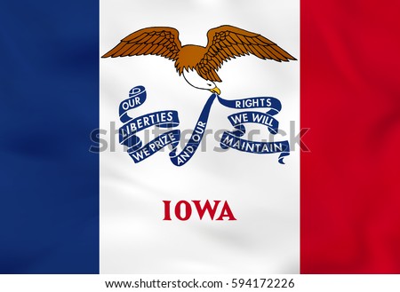 Iowa waving flag. Iowa state flag background texture.Vector illustration.