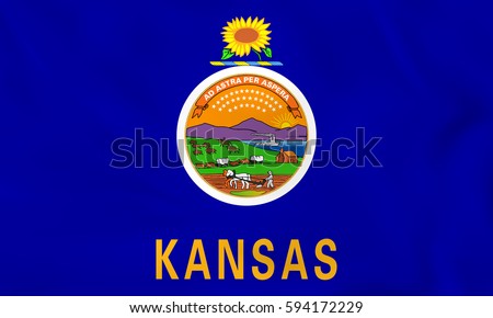 Kansas waving flag. Kansas state flag background texture.Vector illustration.
